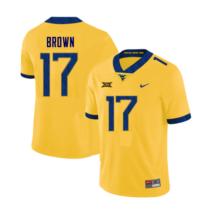NCAA Men's Sam Brown West Virginia Mountaineers Yellow #17 Nike Stitched Football College Authentic Jersey NM23O33HA